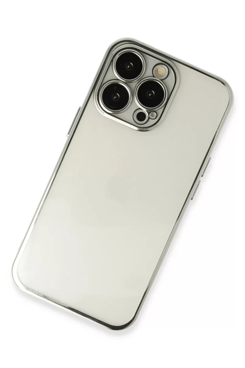 Newface Apple iPhone 13 Pro Max Kılıf Razer Lensli Silikon - Gümüş
