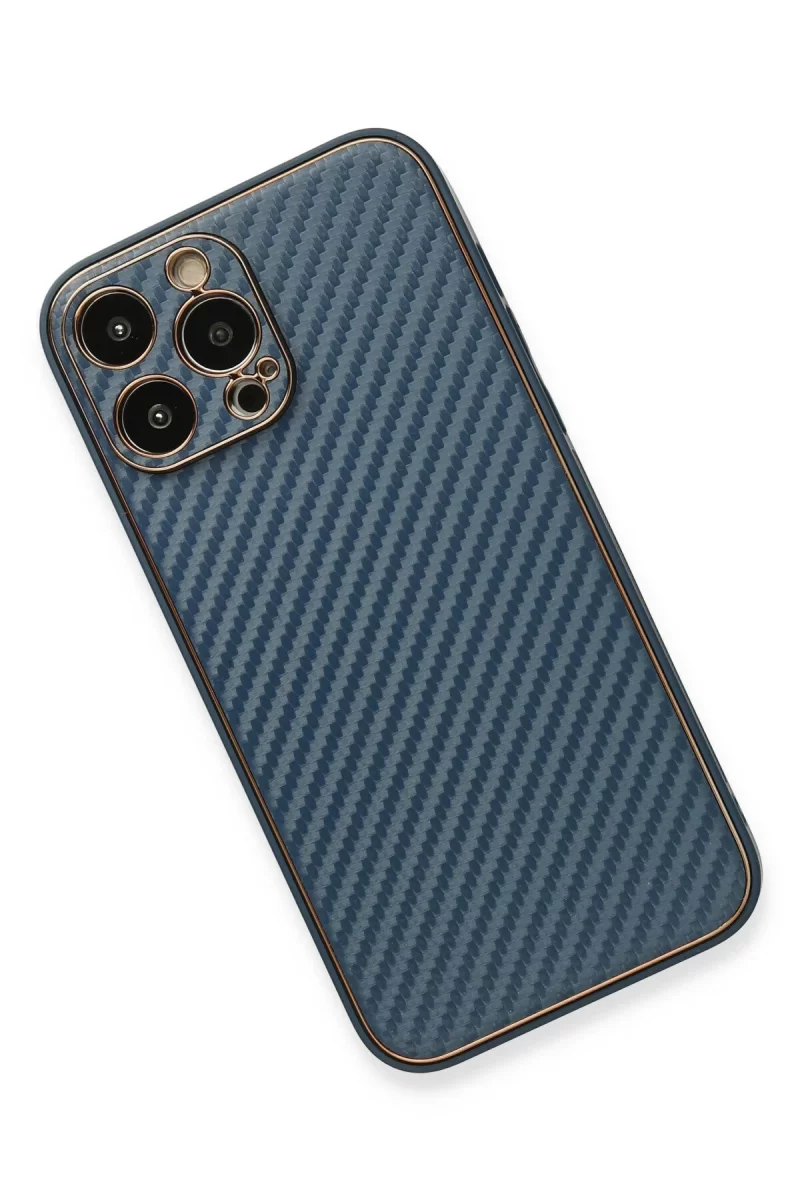Newface Apple iPhone 13 Pro Max Kılıf Coco Karbon Silikon - Mavi