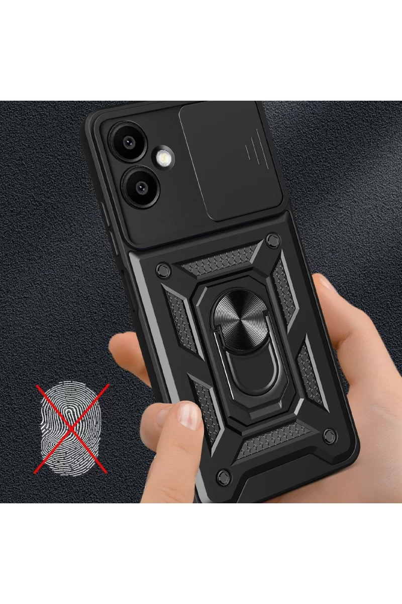 Newface Samsung Galaxy A06 Kılıf Pars Lens Yüzüklü Silikon - Yeşil