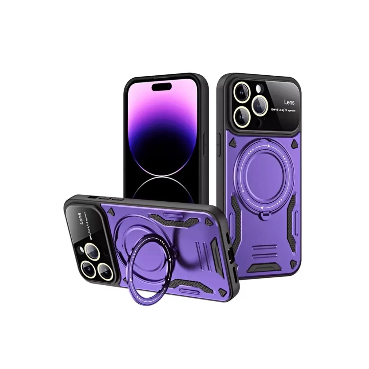 Newface Apple iPhone 16 Pro Max Kılıf Joy Lens Standlı Kapak - Mor