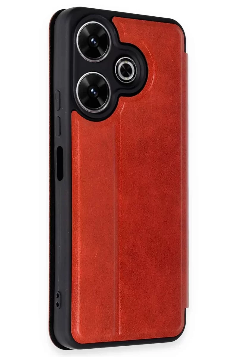 Newface Xiaomi Redmi 13 4G Kılıf Flip Cover - Kırmızı