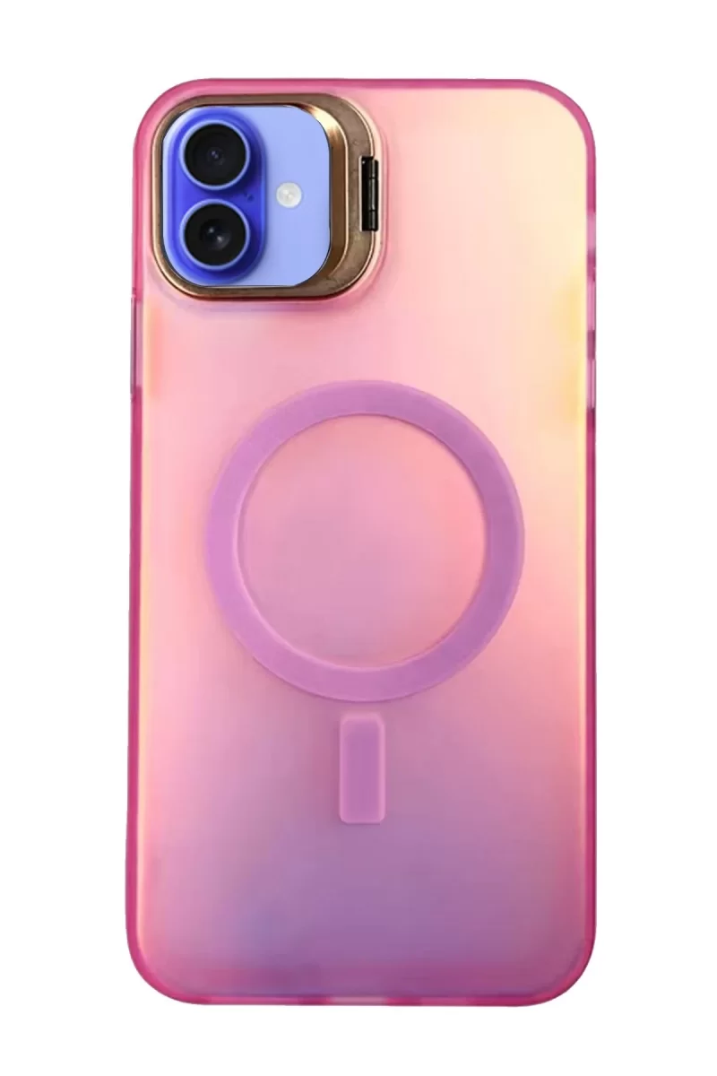 Newface Apple iPhone 16 Plus Kılıf Primera Magsafe Standlı Kapak - Pembe
