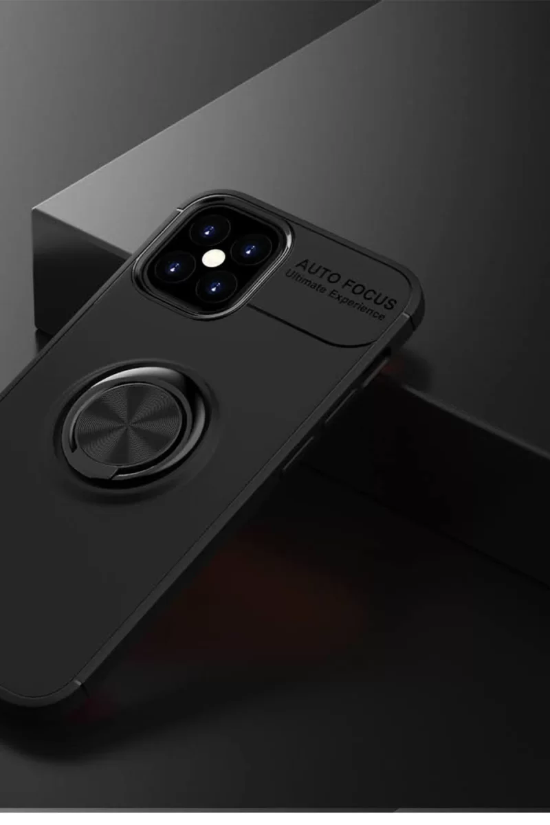 Newface Apple iPhone 12 Mini Kılıf Range Yüzüklü Silikon - Siyah
