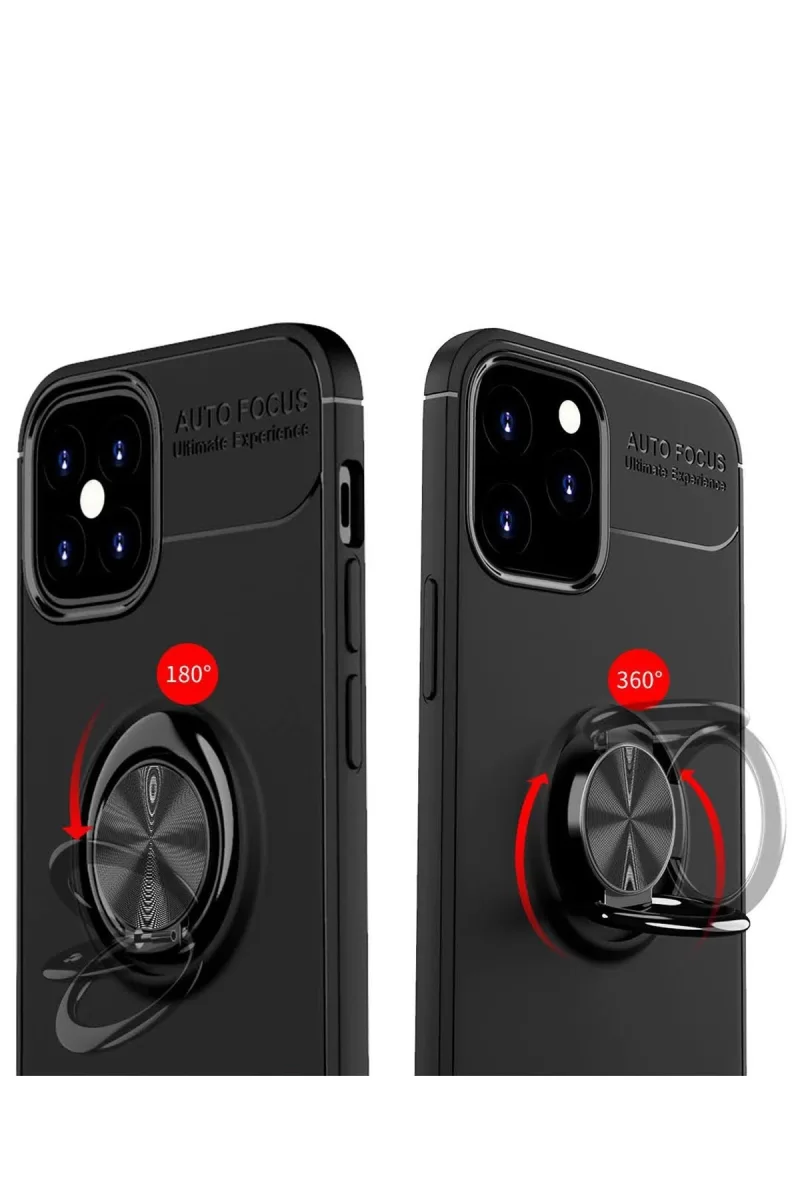 Newface Apple iPhone 12 Mini Kılıf Range Yüzüklü Silikon - Siyah