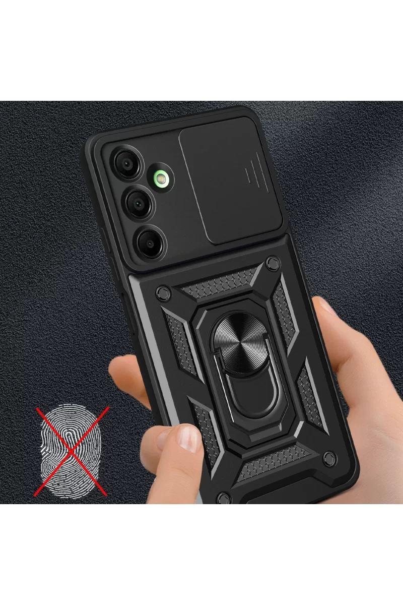 Newface Samsung Galaxy A16 5G Kılıf Pars Lens Yüzüklü Silikon - Kırmızı