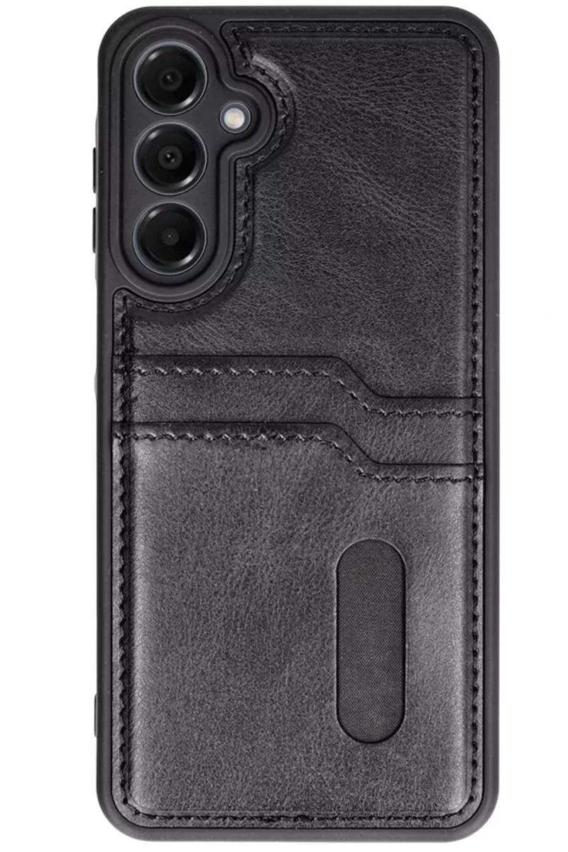 Newface Samsung Galaxy A16 5G Kılıf Sara Kartvizitli Deri Kılıf - Siyah