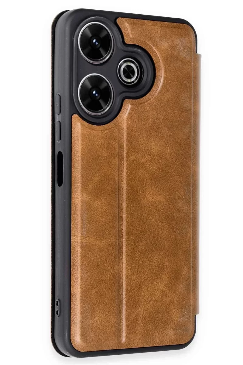 Newface Xiaomi Redmi 13 4G Kılıf Flip Cover - Taba