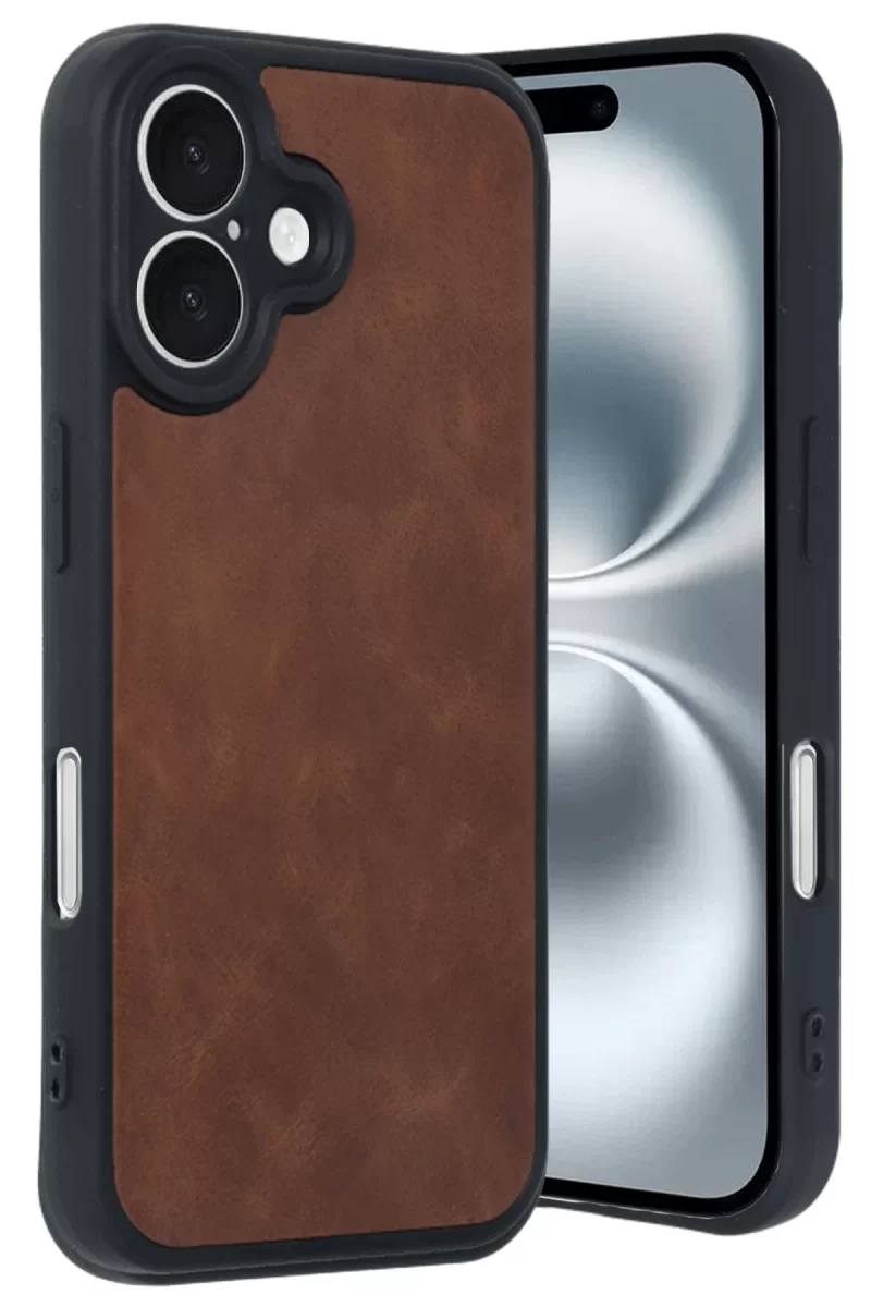 Newface Apple iPhone 16 Kılıf Aras Deri Kapak - Taba
