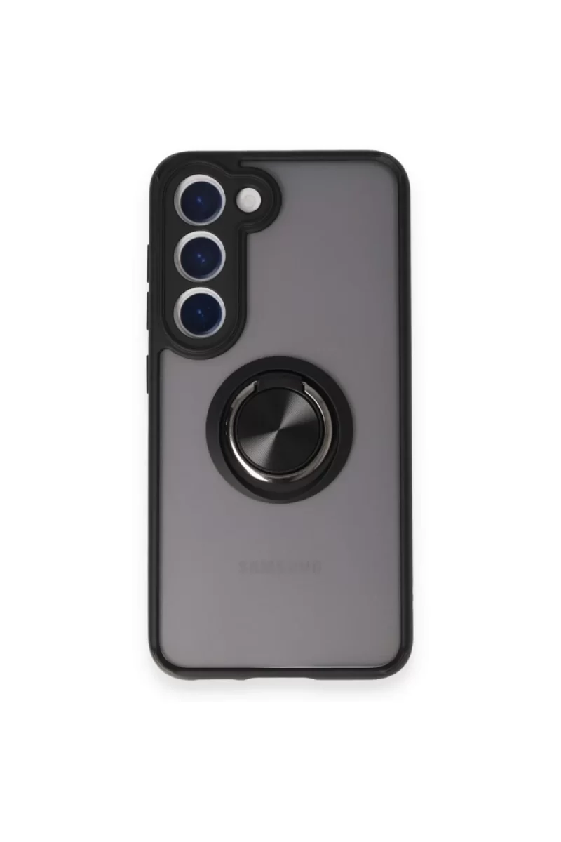 Newface Samsung Galaxy M15 Kılıf Montreal Yüzüklü Silikon Kapak - Siyah