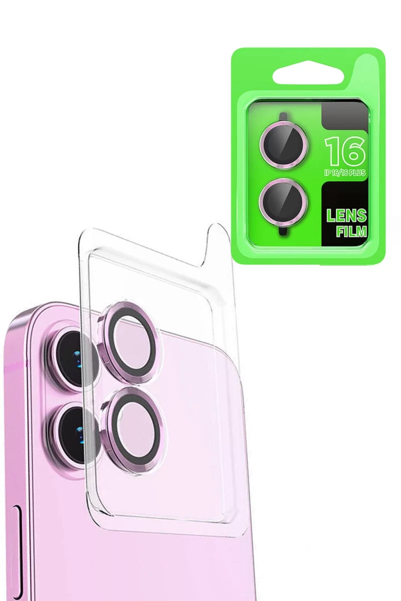 Newface Apple iPhone 16 Raze Metal Kamera Lens - Pembe