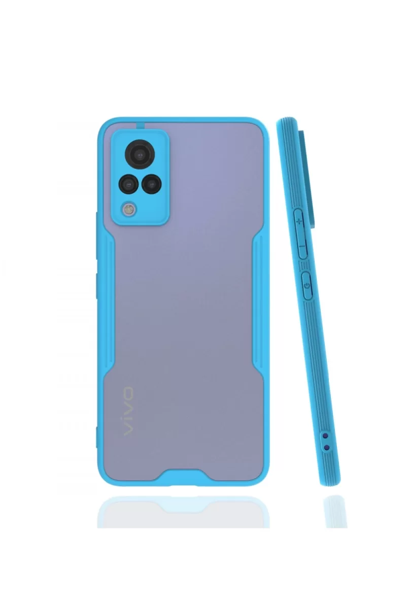 Newface Vivo V21 Kılıf Platin Silikon - Mavi
