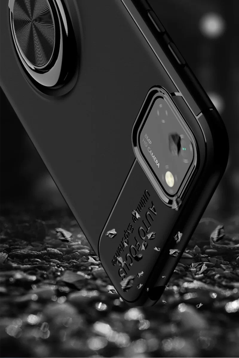 Newface Huawei Y5P Kılıf Range Yüzüklü Silikon - Siyah-Mavi