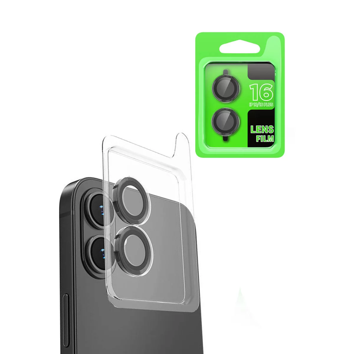 Newface Apple iPhone 16 Plus Raze Metal Kamera Lens - Siyah