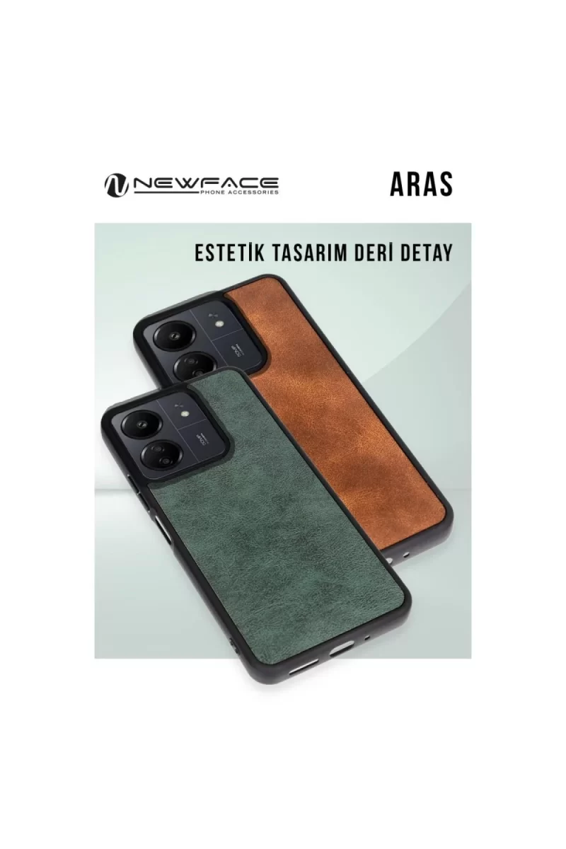 Newface Apple iPhone 16 Plus Kılıf Aras Deri Kapak - Taba