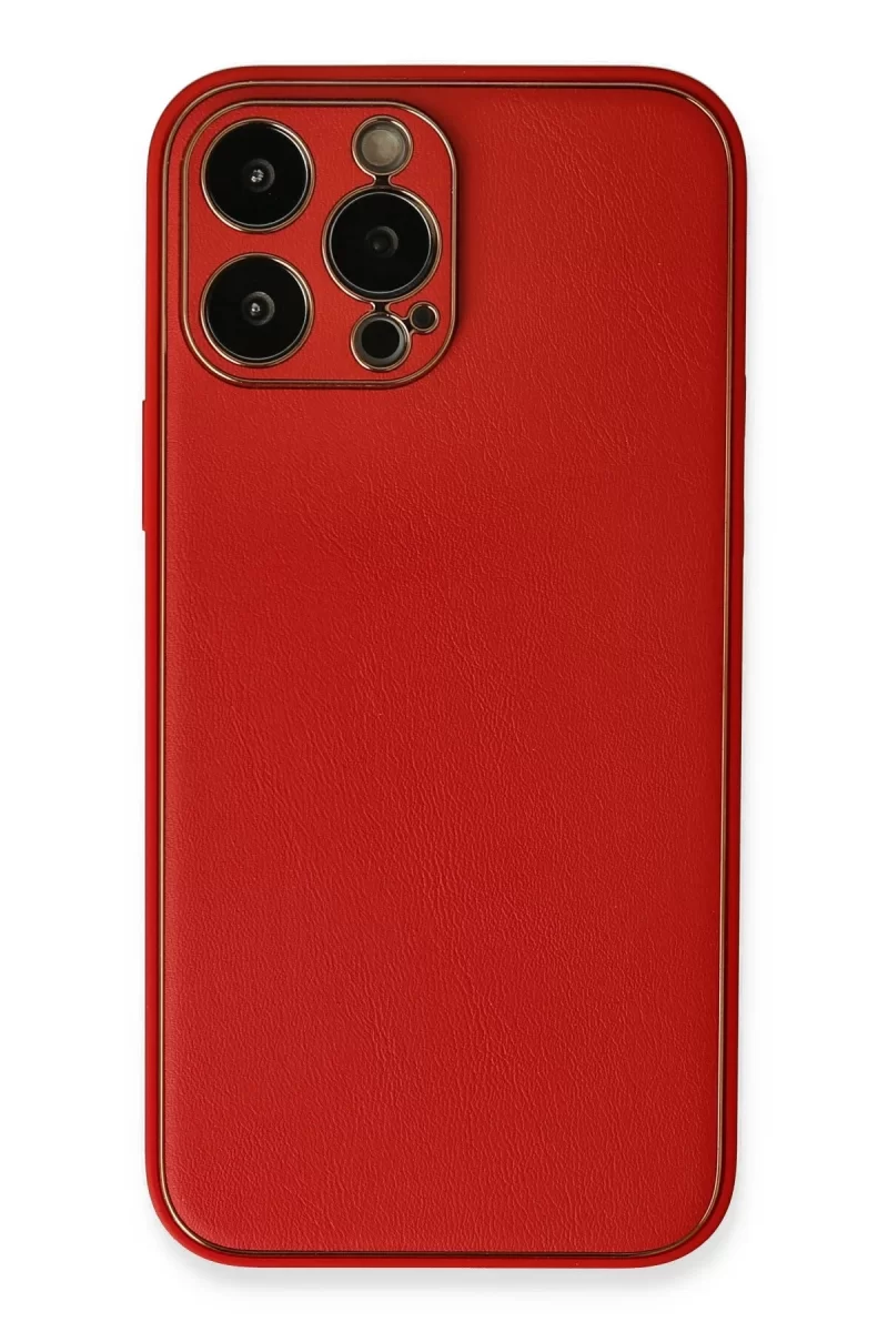 Newface Apple iPhone 13 Pro Max Kılıf Coco Deri Silikon Kapak - Kırmızı