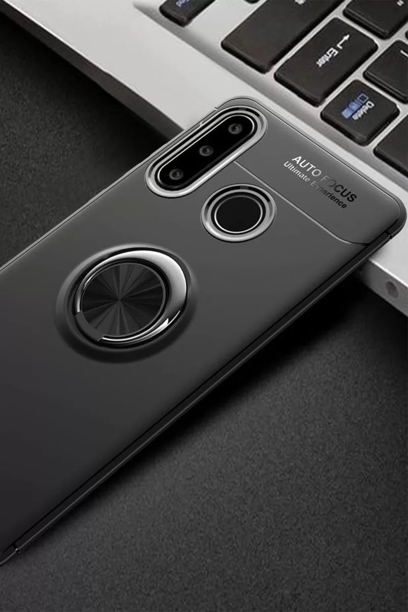 Newface Huawei Y6P Kılıf Range Yüzüklü Silikon - Siyah