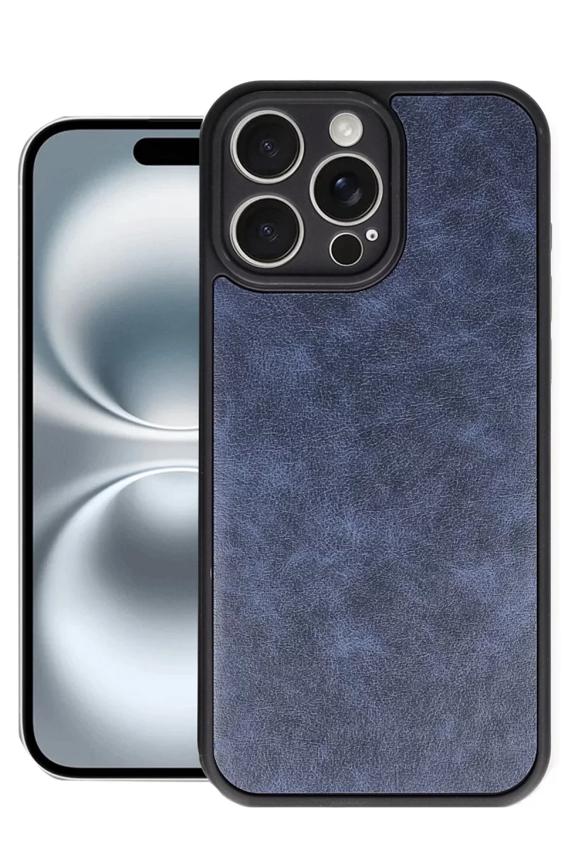 Newface Apple iPhone 16 Pro Kılıf Aras Deri Kapak - Lacivert