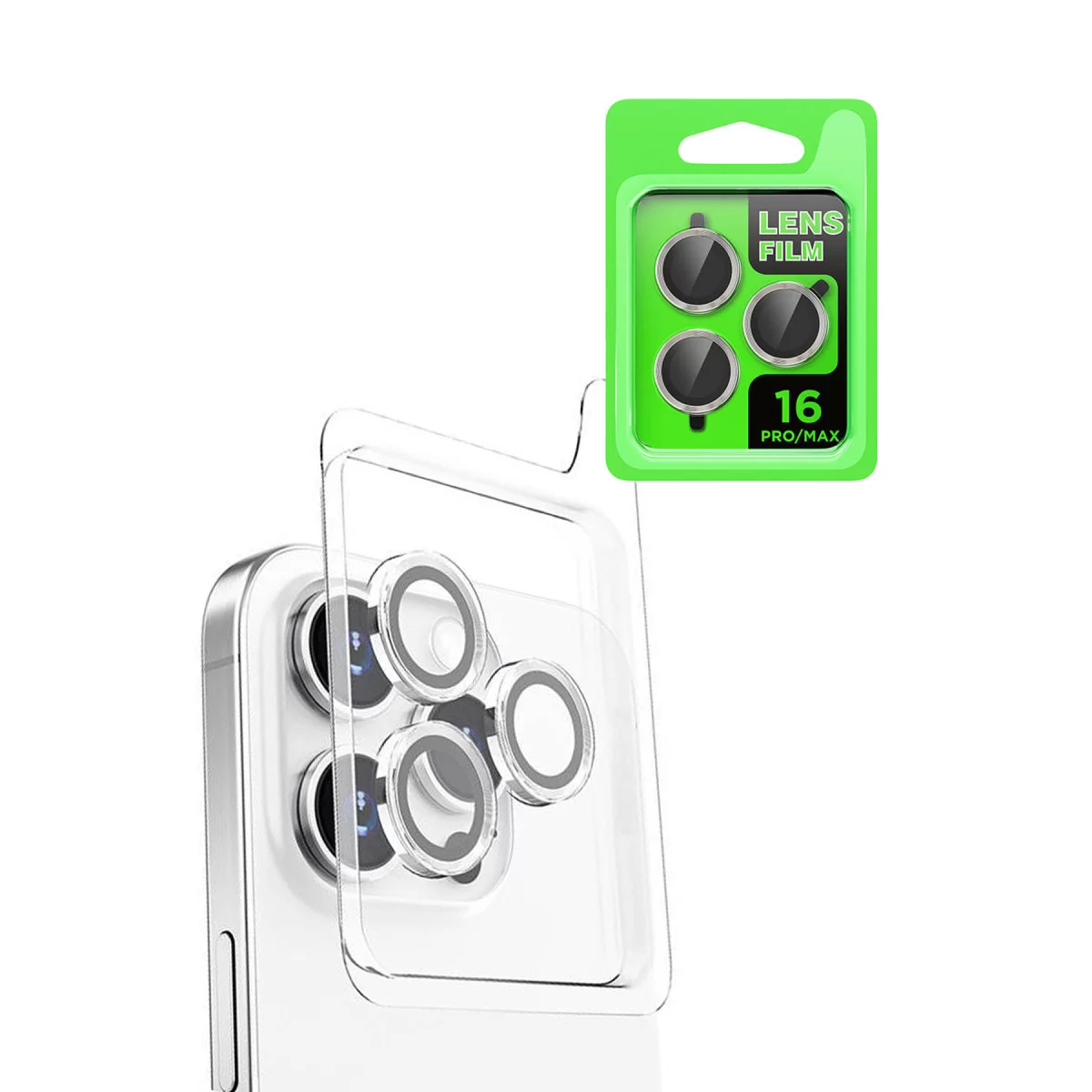 Newface Apple iPhone 16 Pro Max Raze Metal Kamera Lens - Beyaz