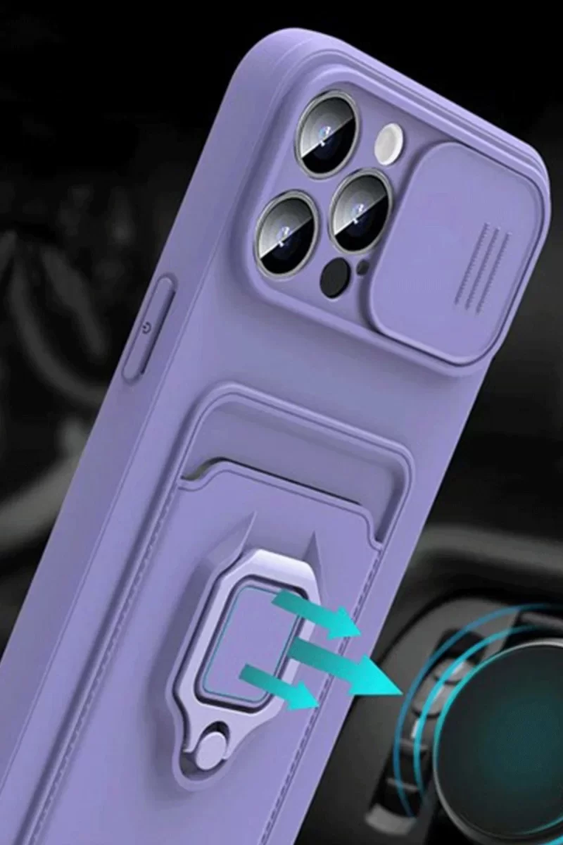 Newface Xiaomi Mİ 11 Lite Kılıf Zuma Kartvizitli Yüzüklü Silikon - Kırmızı