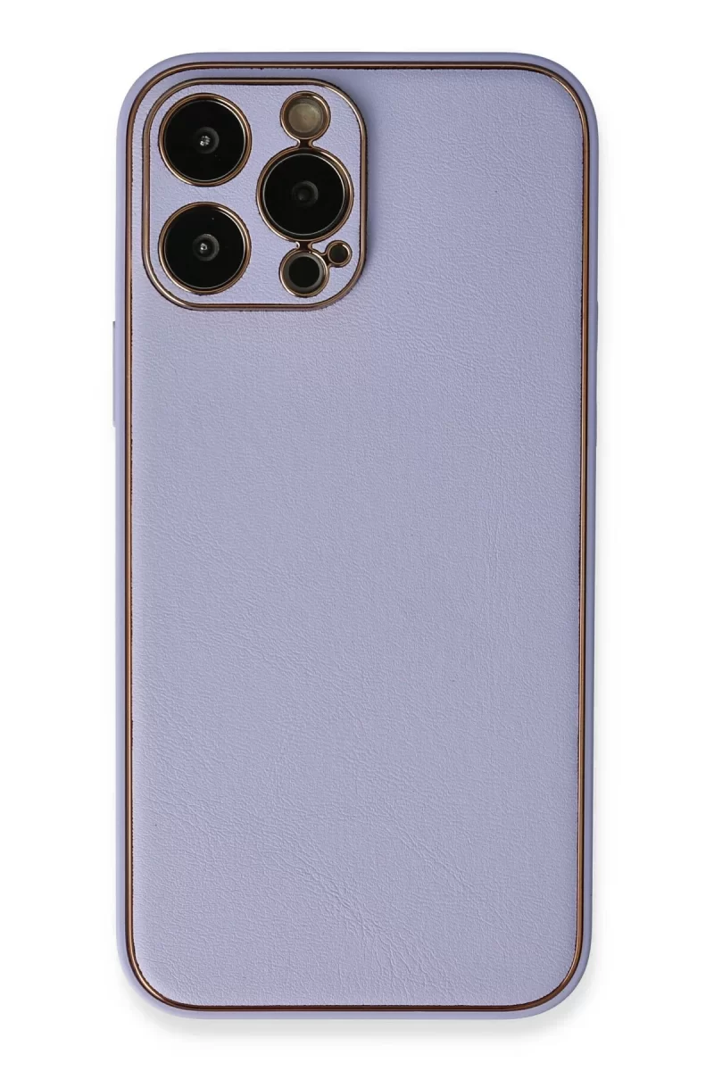 Newface Apple iPhone 13 Pro Max Kılıf Coco Deri Silikon Kapak - Açık Lila
