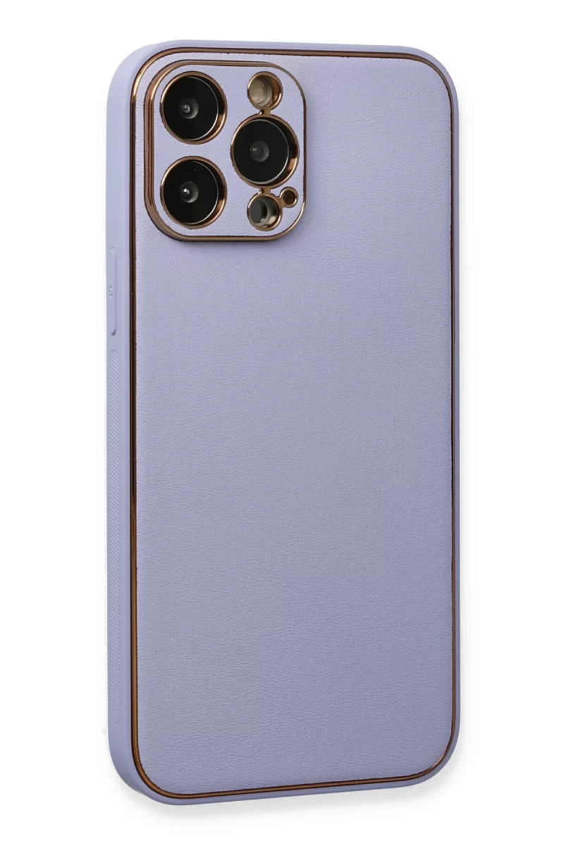 Newface Apple iPhone 13 Pro Max Kılıf Coco Deri Silikon Kapak - Açık Lila
