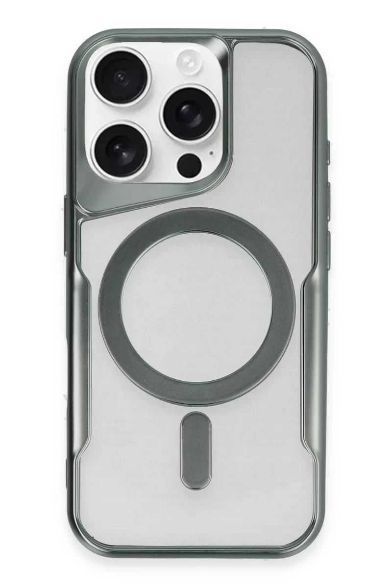 Newface Apple iPhone 16 Pro Max Kılıf Boyi Magsafe Silikon Kapak - Yeşil