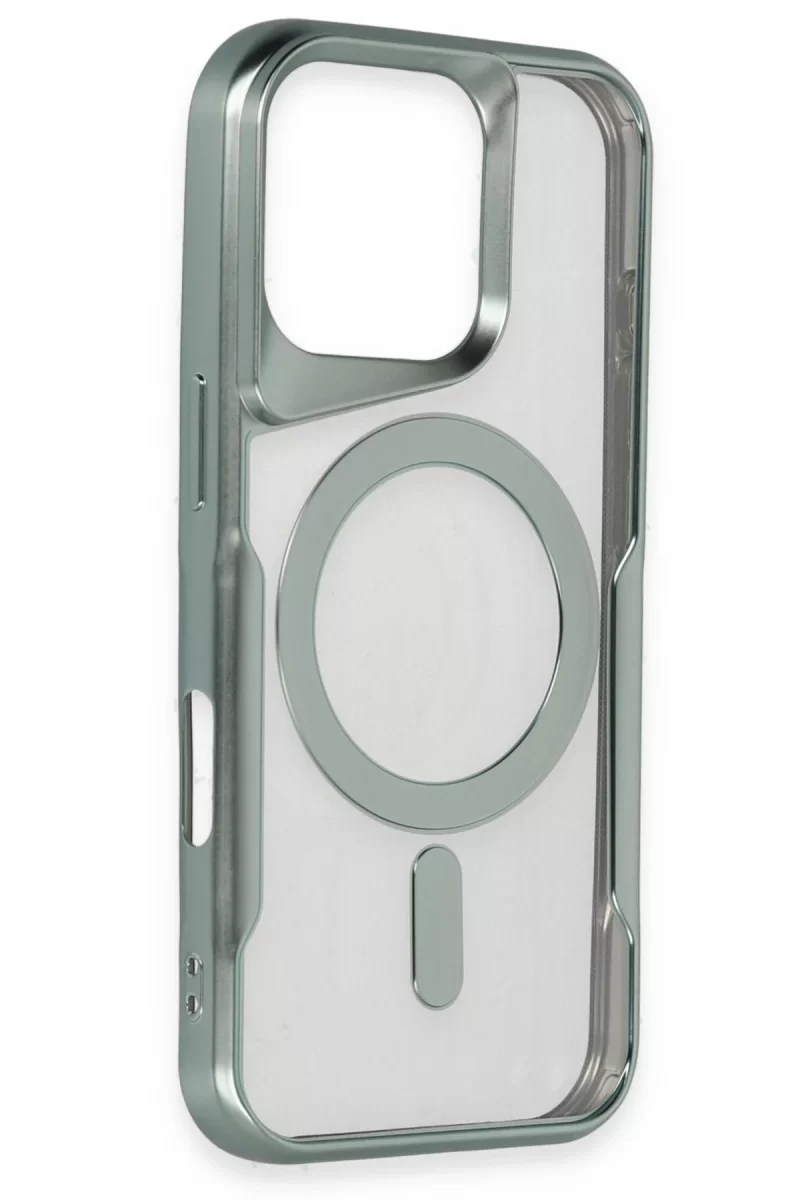 Newface Apple iPhone 16 Pro Max Kılıf Boyi Magsafe Silikon Kapak - Yeşil