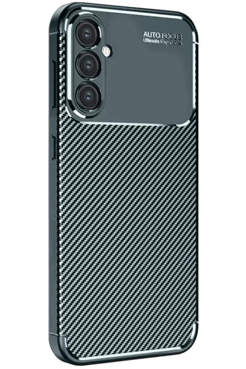 Newface Samsung Galaxy S24 FE Kılıf Auto Focus Karbon Kapak - Koyu Yeşil