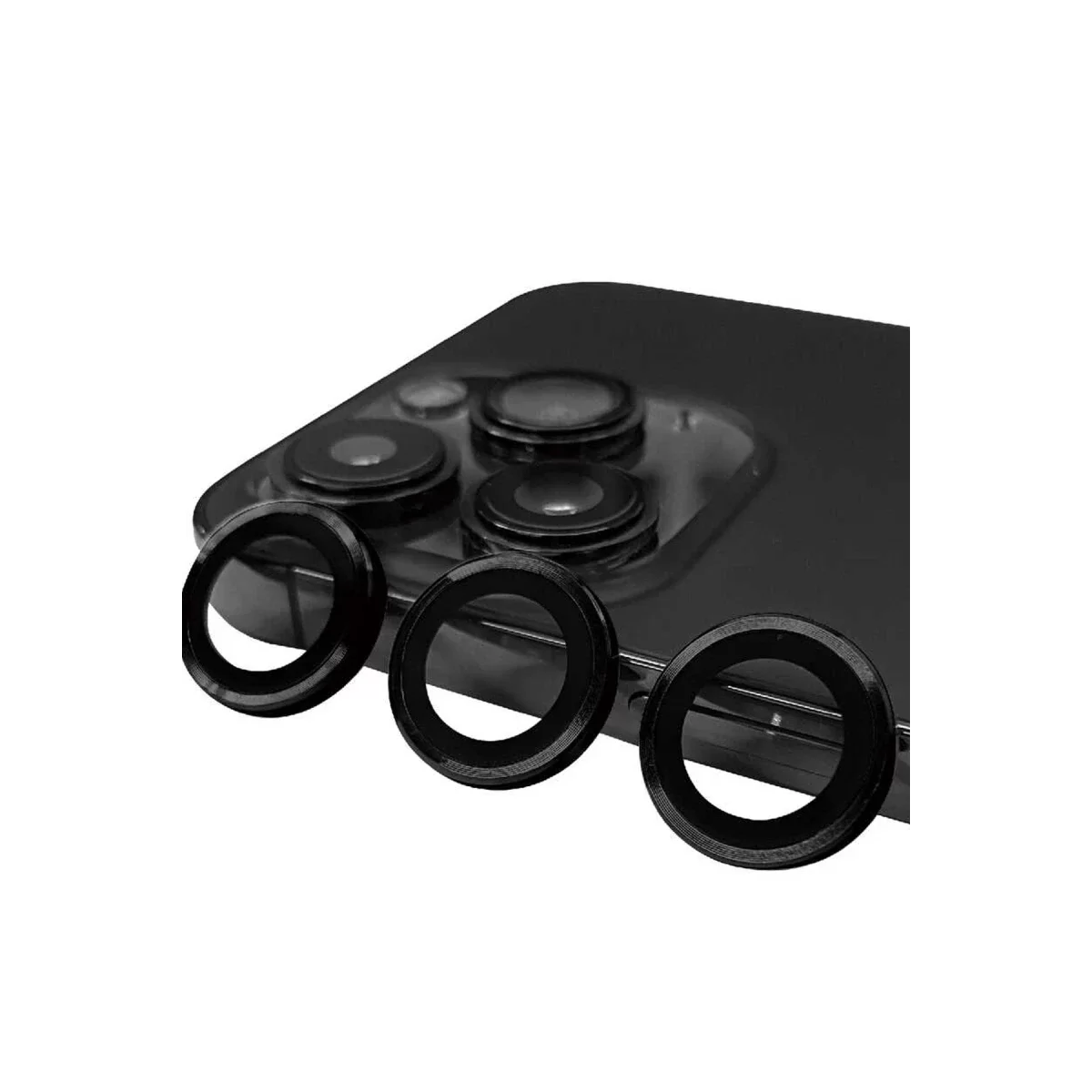 Newface Apple iPhone 15 Pro Max Raze Metal Kamera Lens - Siyah