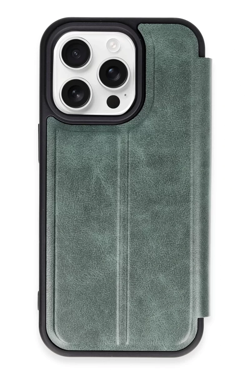 Newface Apple iPhone 14 Pro Kılıf Flip Cover - Koyu Yeşil