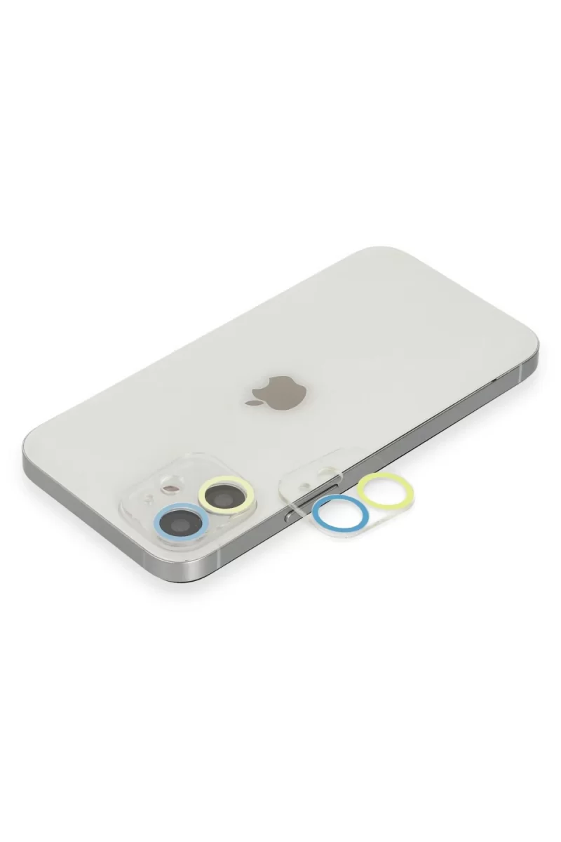 Newface Apple iPhone 11 Renkli Kamera Lens Koruma Cam - Sarı-Mavi