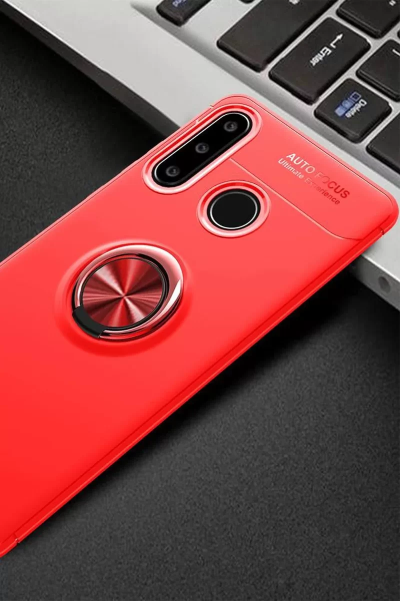 Newface Huawei Y6P Kılıf Range Yüzüklü Silikon - Kırmızı
