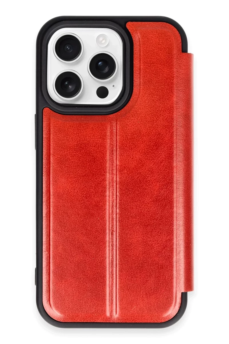 Newface Apple iPhone 14 Pro Max Kılıf Flip Cover - Kırmızı