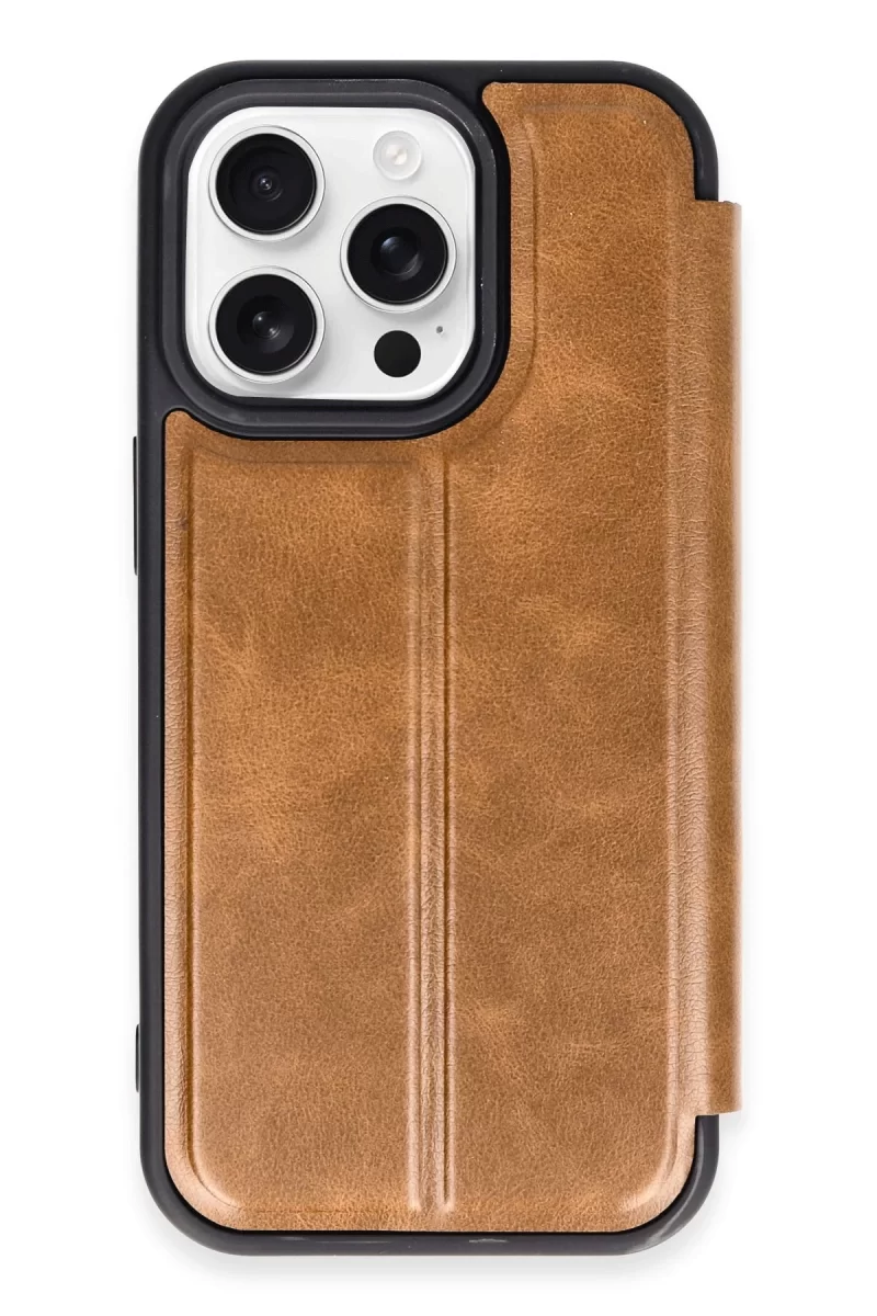 Newface Apple iPhone 14 Pro Max Kılıf Flip Cover - Taba