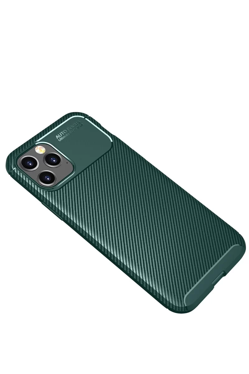 Newface Apple iPhone 11 Pro Kılıf Auto Focus Karbon Kapak - Yeşil