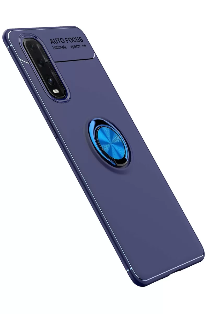 Newface Oppo Find X2 Kılıf Range Yüzüklü Silikon - Mavi