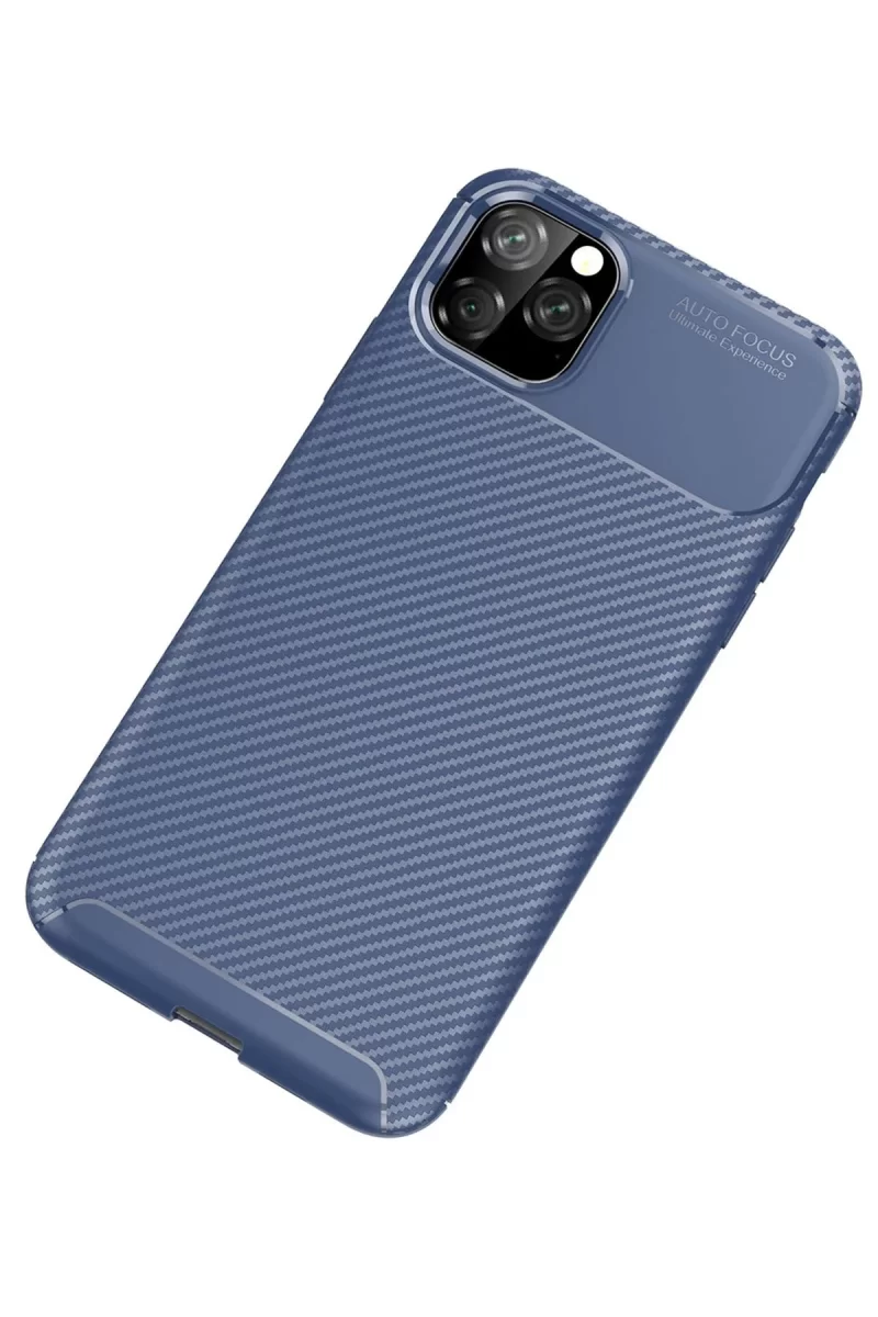 Newface Apple iPhone 11 Pro Max Kılıf Auto Focus Karbon Kapak - Lacivert