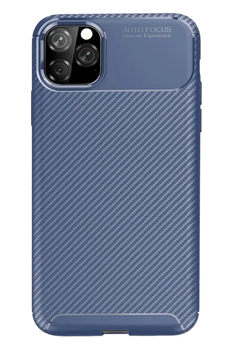 Newface Apple iPhone 11 Pro Max Kılıf Auto Focus Karbon Kapak - Lacivert