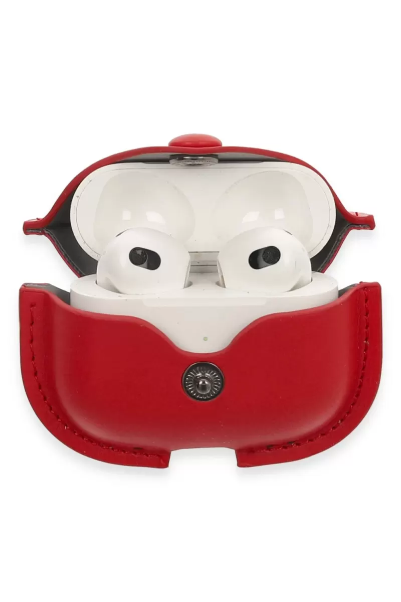 Newface Apple Airpods 3 (3.nesil) Çanta Deri Kılıf - Kırmızı