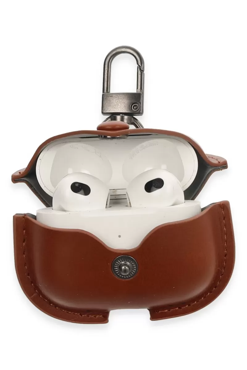 Newface Apple Airpods 3 (3.nesil) Çanta Deri Kılıf - Taba