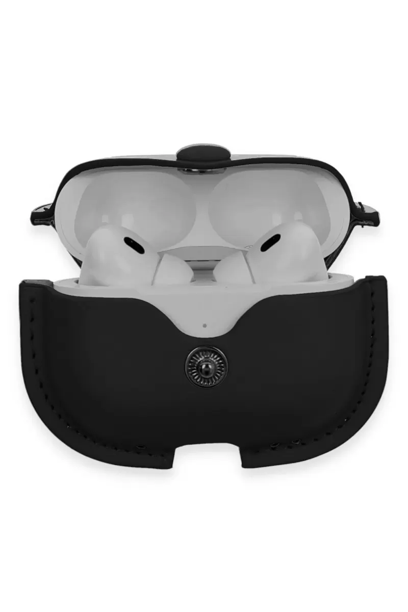 Newface Apple Airpods Pro 2 (2.nesil) Çanta Deri Kılıf - Siyah