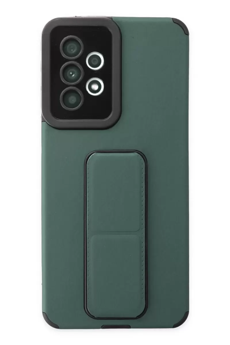 Newface Samsung Galaxy A33 5G Kılıf Mega Standlı Silikon - Yeşil