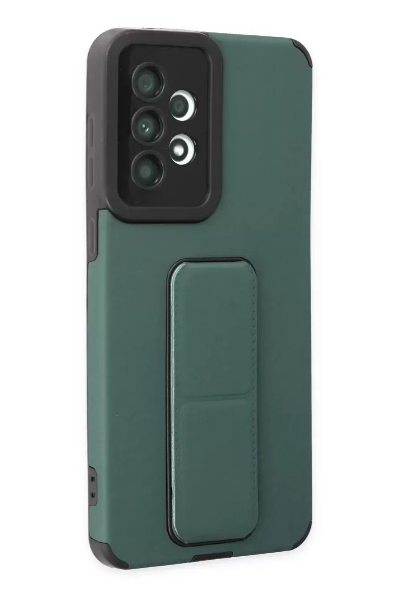 Newface Samsung Galaxy A33 5G Kılıf Mega Standlı Silikon - Yeşil