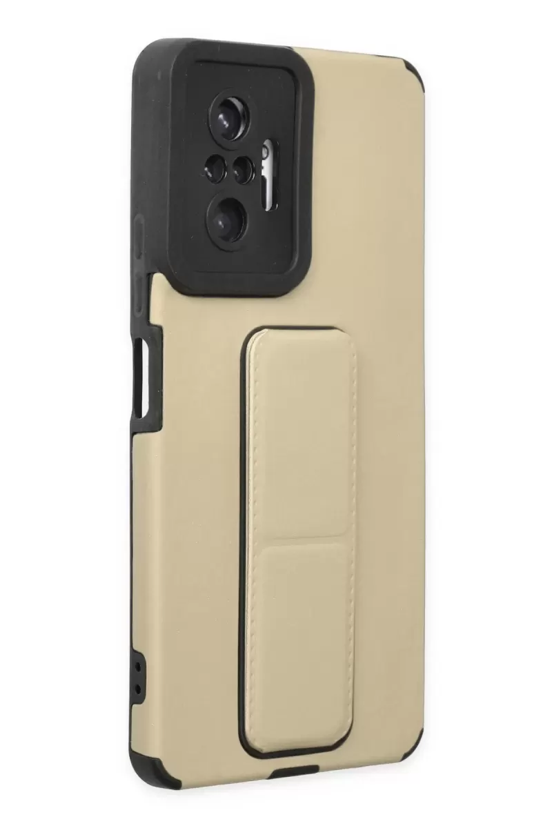 Newface Xiaomi Redmi Note 10 Pro Kılıf Mega Standlı Silikon - Gold