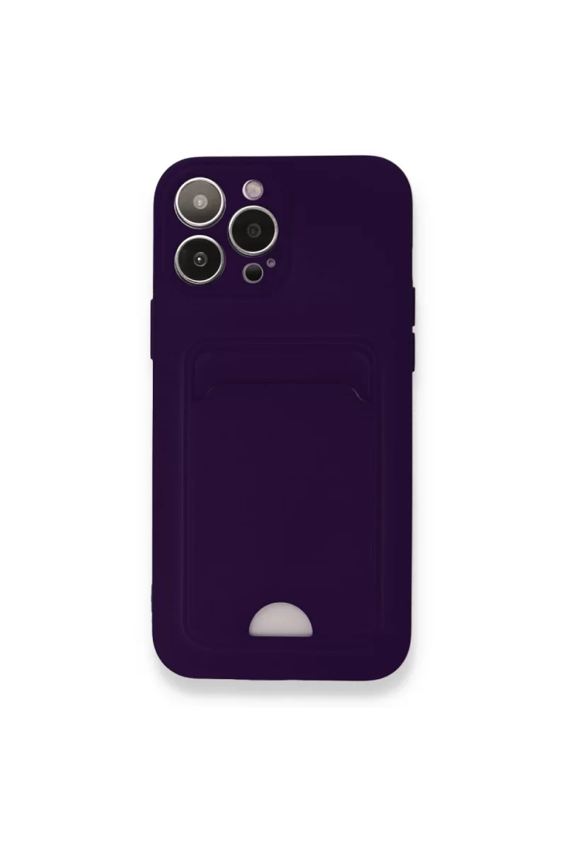 Newface Apple iPhone 12 Pro Max Kılıf Kelvin Kartvizitli Silikon - Derin Mor