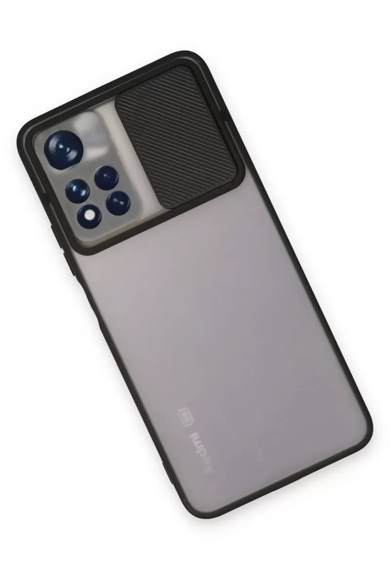 Newface Xiaomi Redmi Note 11T Kılıf Palm Buzlu Kamera Sürgülü Silikon - Siyah