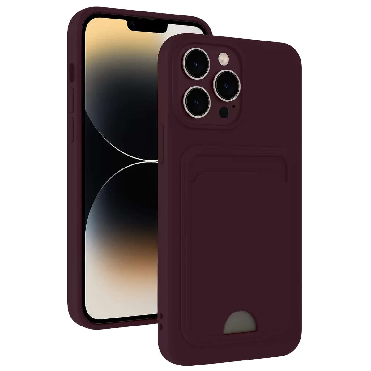 Newface Apple iPhone 13 Pro Kılıf Kelvin Kartvizitli Silikon - Derin Mor