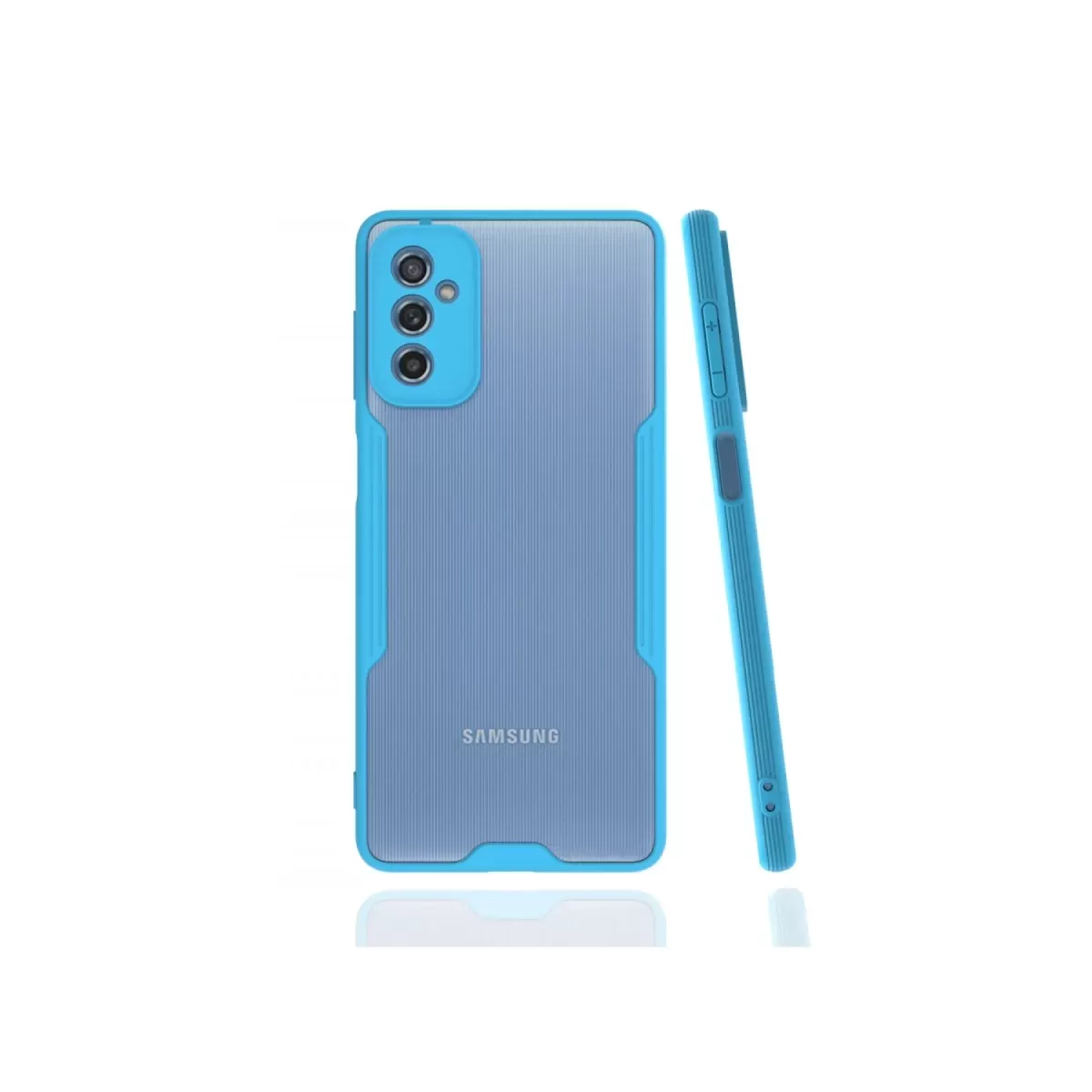 Newface Samsung Galaxy M52 5G Kılıf Platin Silikon - Mavi