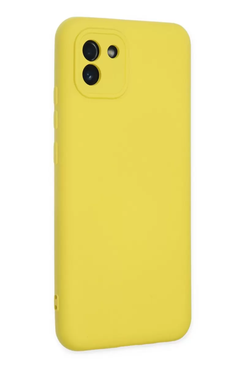 Newface Samsung Galaxy A03 Kılıf Nano içi Kadife Silikon - Sarı