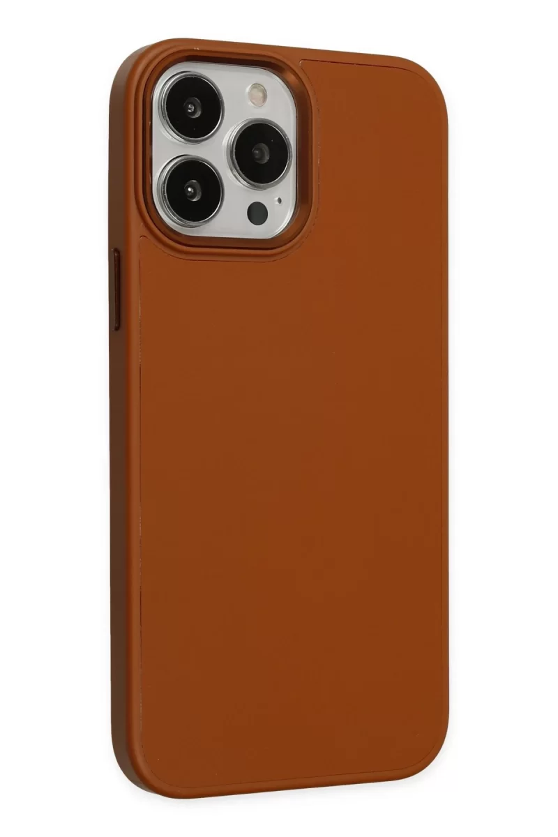 Newface Apple iPhone 13 Pro Kılıf Asya Deri Silikon - Kahverengi